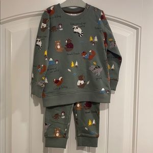 H&M TODDLER GREEN SWEAT/JOGGER SET |  18-24M